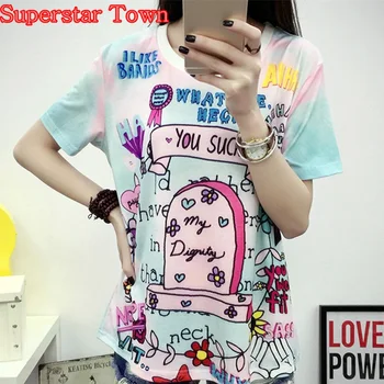 Femei T-shirt Harajuku Cămașă de Vară Lolita Topuri Tricou Maneca Scurta Anime Patten Tipărite Femeie T-shirt Japonia Kawaii Îmbrăcăminte