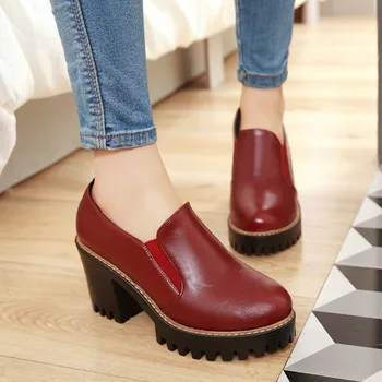 Femeile Oxfords Munca Toc Înalt Pantofi Slip On Pompe Femeie Birou Pătrat Tocuri European Pantofi Doamnelor Plus Dimensiune 34 - 40 41 42 43
