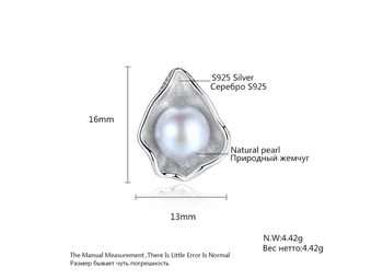 Fermecător Design Coajă Gri Alb de apă Dulce Perla Cercei Stud Pentru Femei 925 de Bijuterii de Argint JPSE060