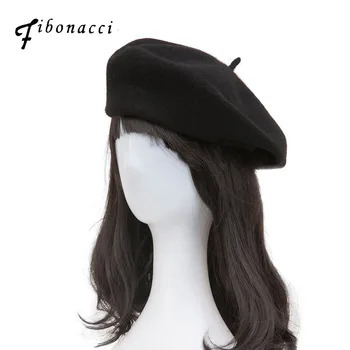 Fibonacci De Înaltă Calitate Femei Berete, Pălării Din Lână Culori Solide Bereta Capac