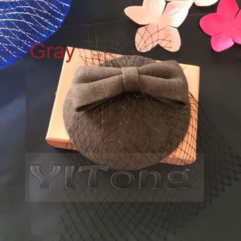 Fierbinte de Vânzare de Moda Lady Simțit-o Căciulă de Lână, de Păr Clip Rochie Formale Bowknot Voal Pălărie Fascinator Clip de Păr Accesoriu Floare Capac