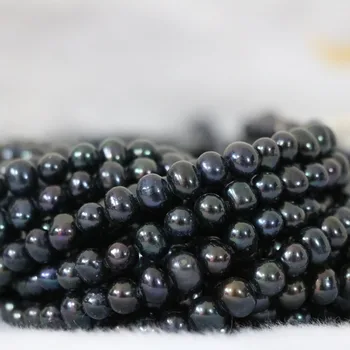 Fierbinte de vânzare negru natural pearl margele vrac 7-8mm de cultură de apă dulce en-gros pret de fabrica de bijuterii fine face 15inch B1338