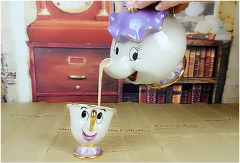 Fierbinte de vânzare Noile Desene animate frumoasa si ia Set de Ceai Ceainic Ceasca Doamna Potts Chip Cană Fierbător Cafea cu Lapte Creative Xmas Cadou de ziua de nastere