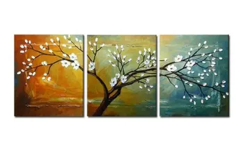 Floare de Mână-pictat Ulei Tablouri Moderne Canvas Wall Art poze Decor Floral multi panou triptic 16x20inchx3pcs/set