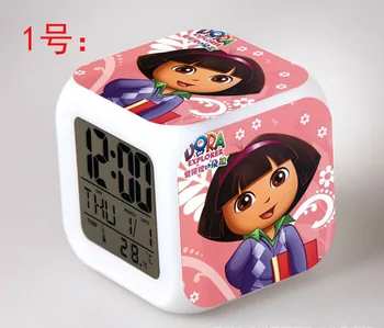 Foarte Drăguț Dora Ceasuri de Alarmă,LED aprins Schimbare de Culoare Digitale ceasuri de alarmă Pentru camera copii Multifuncțional ceas deșteptător