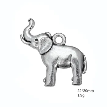 Forma mea 40Pcs Argint Tibetan elefant Placat cu animale adorabil Farmec