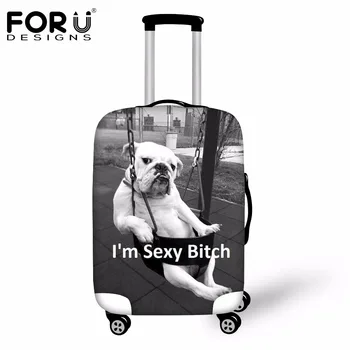 FORUDESIGNS 3D Drăguț Câine Pug Capace de Protecție Elastic portbagajului pentru 18-30 inch Portbagaj Caz Sac geantă de Voiaj Cu Fermoar