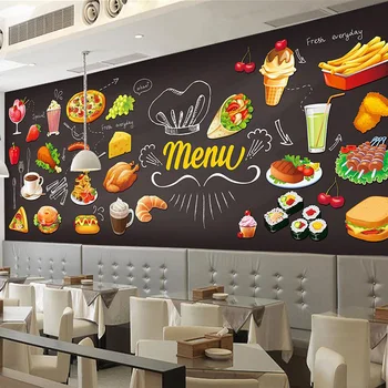 Foto personalizat tapet 3D Hamburger restaurant, cafenea, casa de ceai fast-food oală fierbinte sala de mese murală tapet