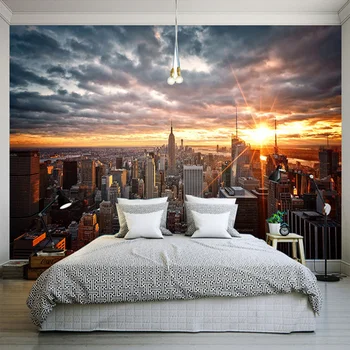 Fotografie Tapet New York, Apus de soare Peisaj, Fotografie de Arta de Perete de Fundal 3D Murală Sala de Mese Decor Acasă Fresco