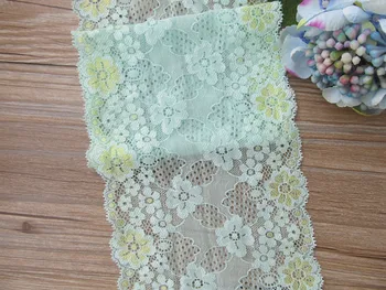 Frumoasa verde floral embroideried largă stretch elastic verde dantelă tapiterie tesatura de cusut DIY-Mici