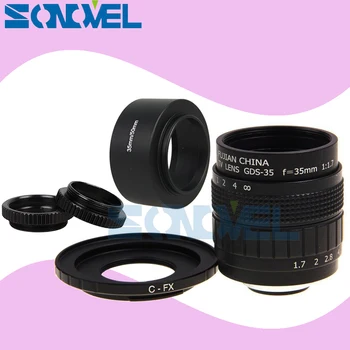 FUJIAN 35mm F1.7 CCTV Film+obiectiv + C Mount +Macro ring+Lens hood pentru Fuji Fujifilm X-E2, X-E1 X-Pro1 X-M1, X-A3 X A2 X-A1 X-T1 C-FX