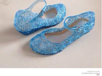 Gheață Culori fata de Pantofi pentru Copii-Casual Pantofi pentru copii Fete Pantofi de Prințesă Gaura Elsa Anna Albastru Pantofi de Cristal PVC Solid Copilul JM10