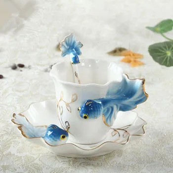 Goldfish Email Ceașcă de Cafea Cesti de Portelan costum creativ cadou de nuntă cana ceramica Europene bone china cupa
