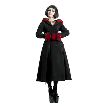 Gothic Lolita Stil de Două purta Lână Imitație de Blană Haină de Steampunk Toamna Iarna Moda Maneca Lunga cu Gluga Jachete Lungi