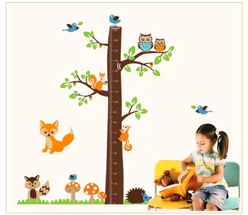Gradinita de copii sala de autocolante fox bufniță tapet copac de mari dimensiuni pentru copii de înălțime perete autocolante PVC detașabil 182*185cm