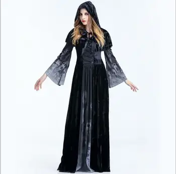 GRATUIT 2016 medieval, Renascentist adult vrajitoare Gotica regina vampir negru Rochie Fancy Halloween femei bărbați Costum Cosplay Costum