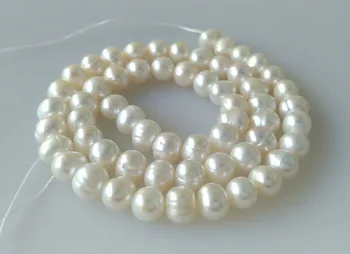 Gros de 9 - 10 mm blanc împrejurimi de runda eau douce perles perles ro vrac pierre