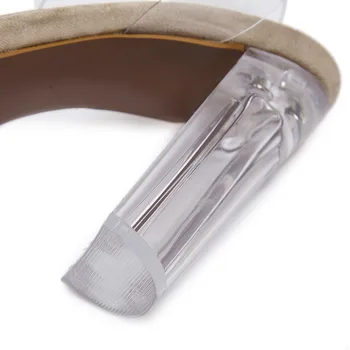 HAIYUELI Vara Femei Sandale PVC Bloc cu Toc de Cristal Clar Transparent Sandale Concis Cataramă Curea Glezna Pompa de Pantofi de Nunta