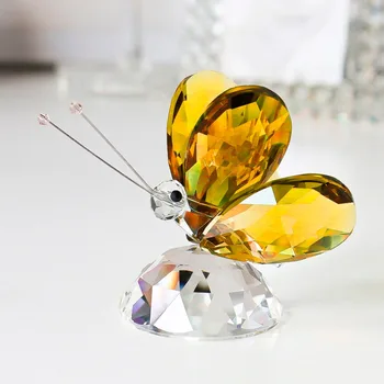 H&D X ' mas Cadouri Frumoase de Cristal Galben Fluture Urări de Bine Arta Prespapier Romantic Cadou de Colectie Decor Acasă