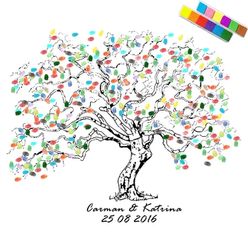 HAOCHU Nunta Amprenta Copac DIY Semnătura Carte de Oaspeti Copil de Dus la Petrecerea de Ziua Decor Panza Pictura +Ink Pad Cadou