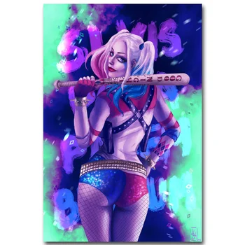 Harley Quinn - Sinucidere Echipa de super-Eroi Tesatura de Matase Arta Poster Canvas Print 13x20 24x36 inch Imagine de Film pentru Decor Perete 003
