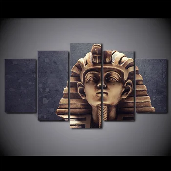 HD tipărite 5 bucata de Panza Arta Faraonilor Egipteni Statuie Pictura Poze de Perete pentru Camera de zi Decor Acasă Transport Gratuit CU-2658C