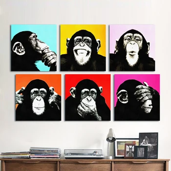 HDARTISAN Animalelor Moderne Canvas Art Cimpanzeii Arta Pop Poze de Perete Pentru Camera de zi Decor Acasă Tiparituri Pictura