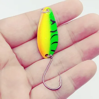 HiUmi 10buc 4cm 6g colorate păstrăv atrage lingura de pescuit momeală singur cârlig de metal de pescuit nada pescuit swimbait pesca