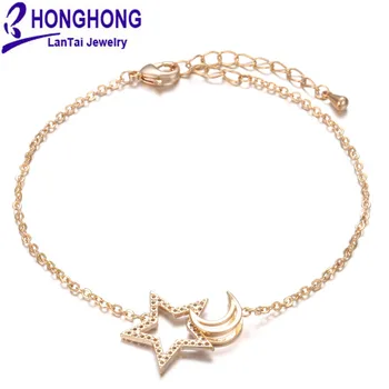 HONGHONG 2017 tip de lanț lanț star lună forma de bratari pentru femei Cupru Incrustate cu zirconiu, bratari bijuterii de moda