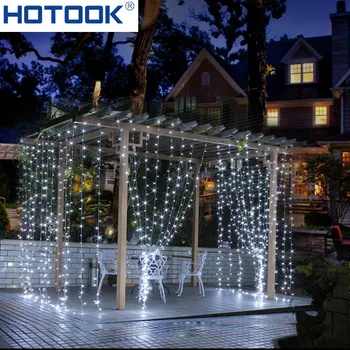 HOTOOK Vacanță de Iluminat de Craciun cu LED-uri Cortina Șir de Lumini de Basm IP65 4m 3x3m RGB Ghirlanda pentru Nunta in aer liber Decor Petrecere