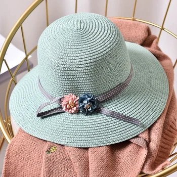 HT1553K Noi Fete de Moda de Flori Largă Pălărie de Paie Copil Floppy Palarii de Plaja Copii Panama Găleată Pălării Pliabil Vara Pălărie de Soare