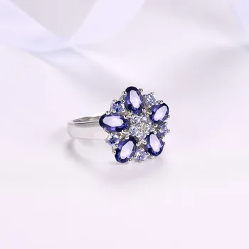 HUTANG Bijuterii cu Diamante Naturale de Piatră prețioasă Iolite & Tanzanite Accente Masiv 925 Sterling Silver Ring Moda Bijuterii Pentru Cadou