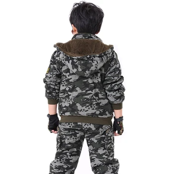 Iarna Cald Instruire Militară Haine Baieti Scouting Costume De Camuflaj Bumbac Sacou +Pantaloni+Manusi+Capac Set