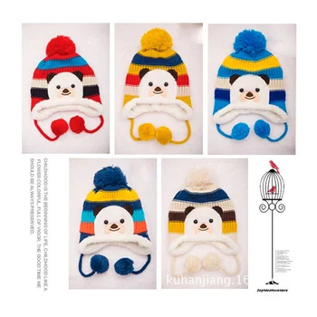 Iarna pentru copii pălărie Urs drăguț pinguin nou-născut hatWarmer Croșetat Tricotate Capace pentru Sugari Fete Baieti Copii