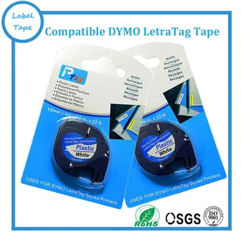 Ieftine 10PK 12mm*4m Negru Pe Alb de Plastic Letra Tag Bandă Compatibil Dymo LT printer Letratag 91201
