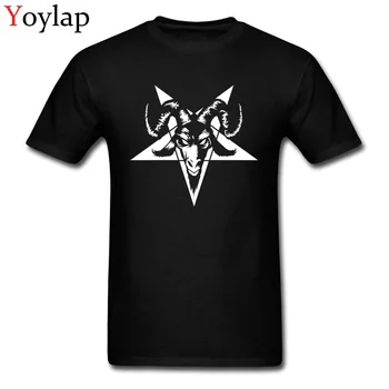 Ieftine Țapul Satanic Cap cu Haos Stele (alb) Top T-shirt Vara/Toamna O de Gât Topuri de Bumbac Tees pentru Studenți Tricou Cadou