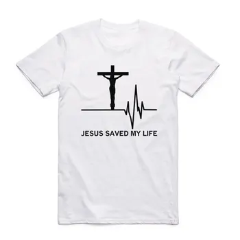 Imprimare Isus Mi-a Salvat Viața Tricou Mântuitorul Dumnezeu, Religie, Rugăciune, Credință Creștină Tricou O-Gat Maneci Scurte T-shirt HCP959