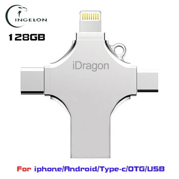 Ingelon 4in1 mini usb flash drive 128GB pendrive multi funcția flash memory stick otg tip c-micro usb pentru smartphone-uri USB de 128gb