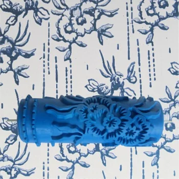 Instrumente accesorii - 5inch cauciuc 3D pictura pe perete cu role, albastru trafalet de perete decor, fără mâner, 075Y