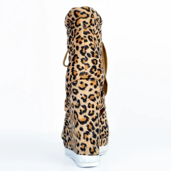 Intenția inițială de Nouă Femei Elegante Cizme Glezna Frumos Platformă Rotund Toe Pene Cizme Sexy Leopard Pantofi Femei Plus Dimensiune SUA 4-15