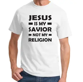 Isus Este Salvatorul Meu Nu Religia Mea Imprimare Barbati tricou de Moda Casual Tricou Amuzant Pentru Omul Gri Alb-Negru Top Tee Hipster ZT-130