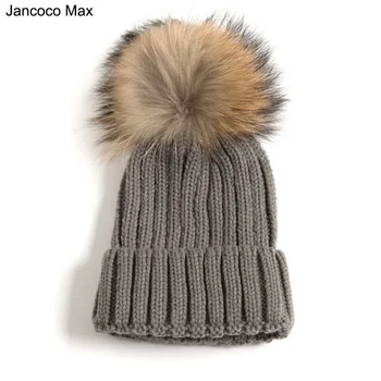 Jancoco Max 2018 Nou Blană De Raton Mare Pălărie Pompom Blană Naturală Capac De Cald Iarna Moda Elastic Cu Ridicata / Cu Amănuntul S1643