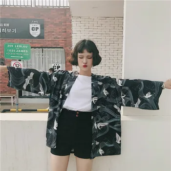 Japoneze Halate de Streetwear Stil Macara Liber Șifon Cardigan Kimono Feminino de Moda pentru Femei cămăși pentru Haine Lungi