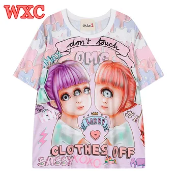 Japonia Lolita Femei T Shirt Harajuku Ochii Monstru Fete Graffiti Topuri Tricou de Vara cu Maneci Scurte Kawaii Tricouri Camisa De Mujer WXC