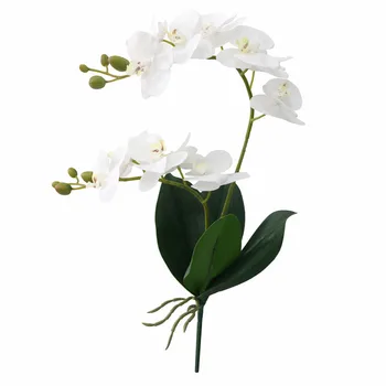 JAROWN Flori Artificiale Real Atinge Latex 2 Ramura de Flori de Orhidee cu Frunze Decor Nunta Flores