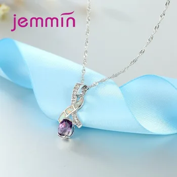 Jemmin Formă Geometrică Alb Opal Oval Cristal Colier Pentru Femei Argint 925 Pandantive Coliere Bijuterii De Nunta