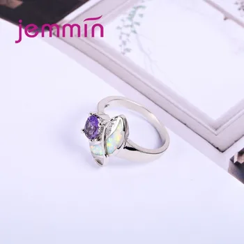 Jemmin Lux Alb Opal De Foc Inele De Nunta Fine De Argint 925 Cristal Austriac Logodnă, Aniversare Deget Inelul Bijoux