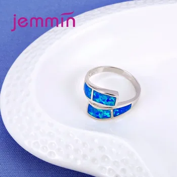 Jemmin Vânzare Fierbinte Femeie Inele Albastru Opal Argint 925 sterling Inel Bine Cupluri de Nunta Jewerly Pentru Cadou de Ziua Îndrăgostiților dimensiune:6789