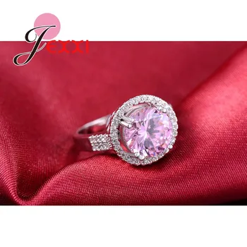 JEXXI Transport Gratuit Design Romantic Pink CZ Cristal Argint 925 Femeile rochii de Mireasa Inele de Logodna Jewerly