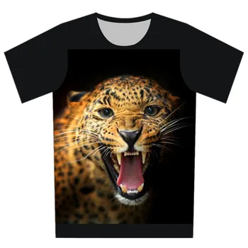Joyonly Moda Animal Tricouri Copii 2018 Vară Drăguț Tigru Cap de Leopard Copii T-Shirt Rece tricouri Baieti/Fete Haioase Tee Topuri